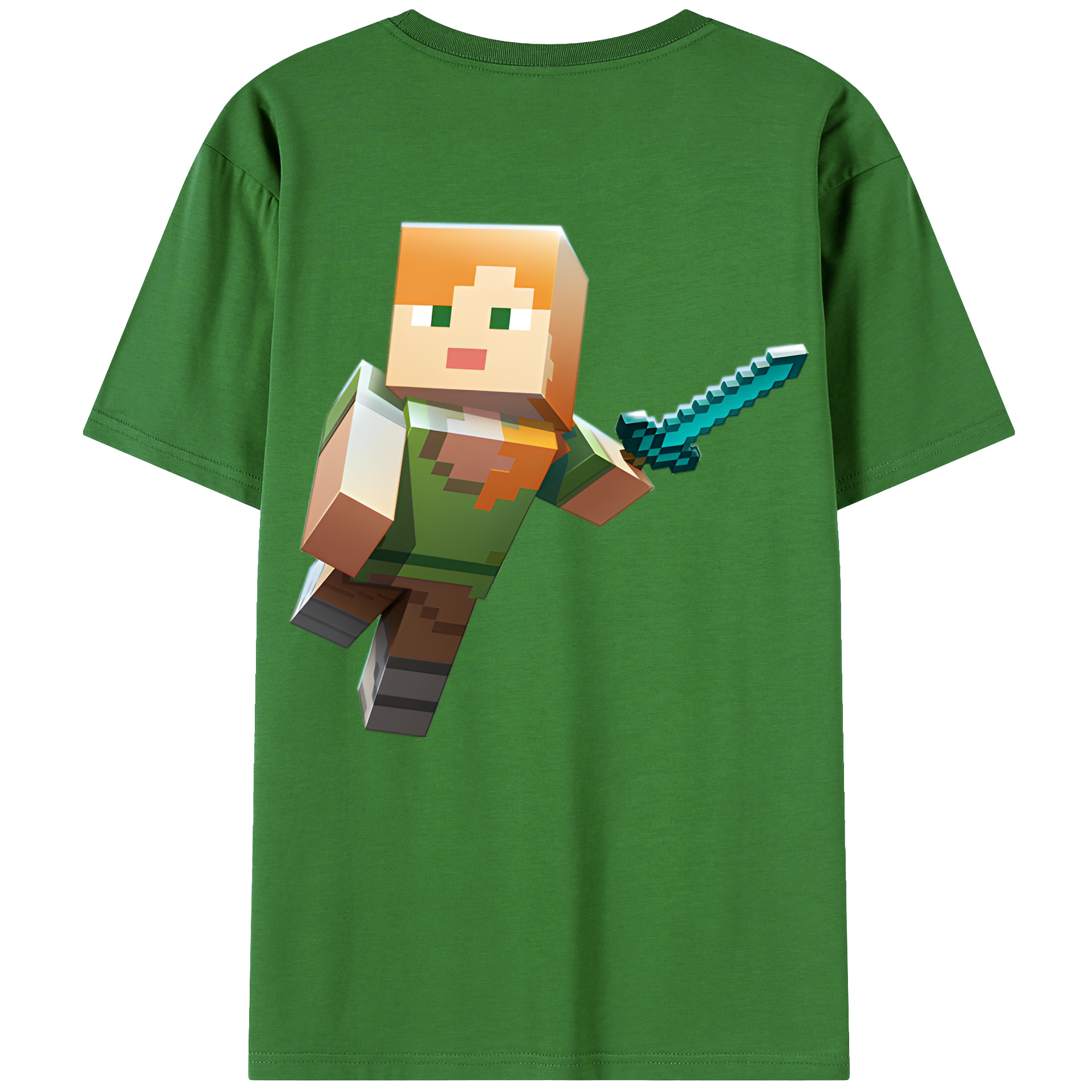 （画像用） マインクラフト ブロックの世界 Minecraft MC Block world レディース半袖Tシャツ(バックプリント)